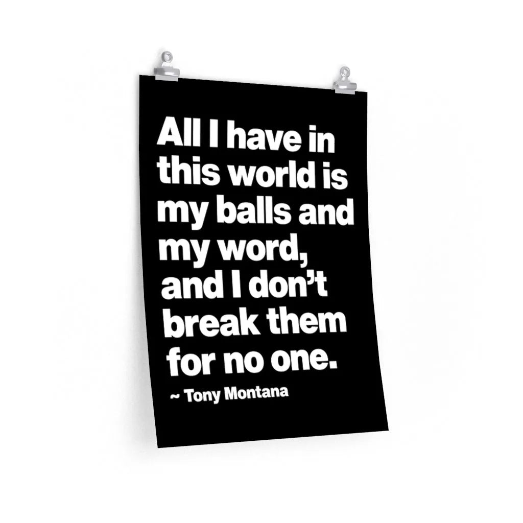 All I have in this world is my balls and my word Premium Posters