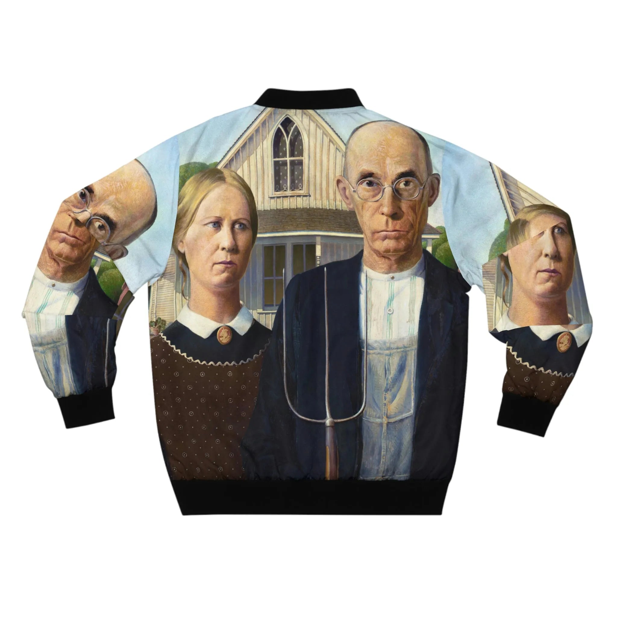American Gothic by Grant Wood Art Bomber Jacket