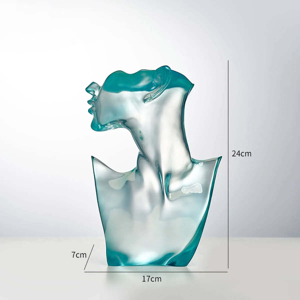 Elegant Transparent Portrait Modern Sculpture Blue