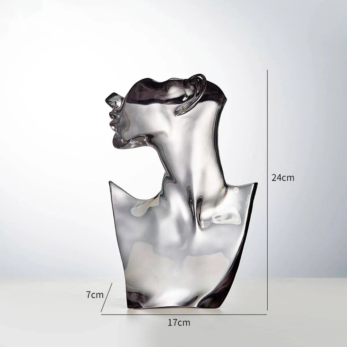 Elegant Transparent Portrait Modern Sculpture Grey