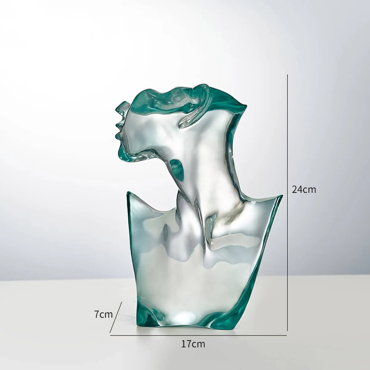 Elegant Transparent Portrait Modern Sculpture Green