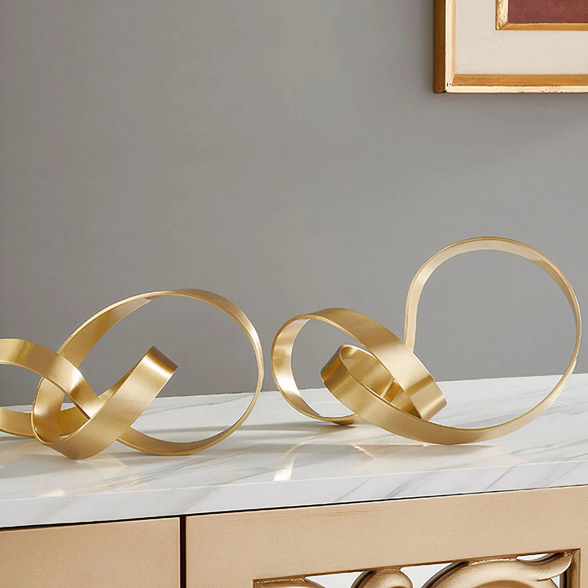 Geometric Ring Ornaments Golden Iron Sculpture