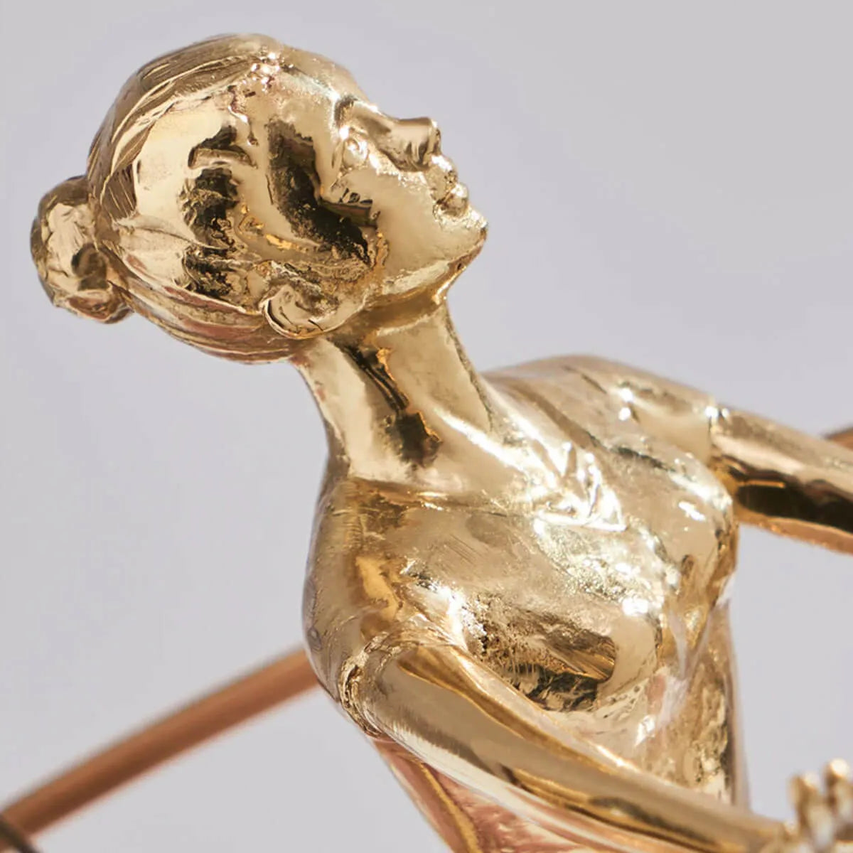 Golden Art Brass Gymnastics Women Athlete Waving A Ribbon Statue Figurine Pink Spar