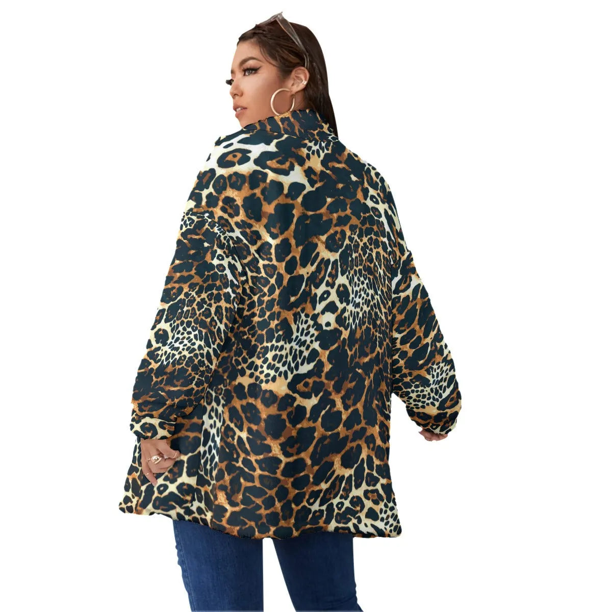 Leopard Print Classy Women’s Borg Fleece Oversize Jacket