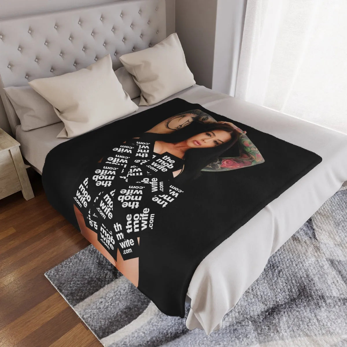 Sexy Tattoo Boobs Lady Minky Blanket