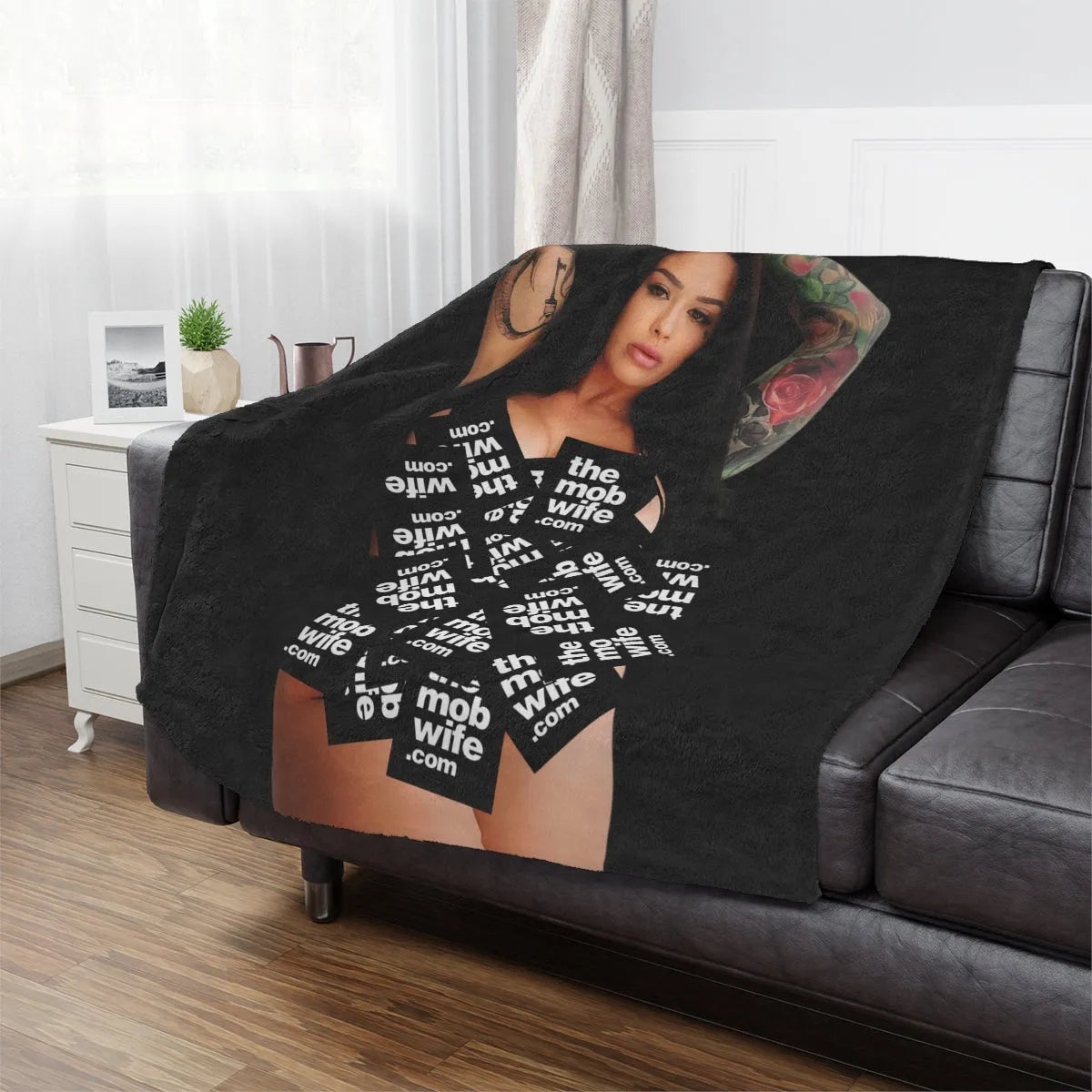 Sexy Tattoo Boobs Lady Minky Blanket