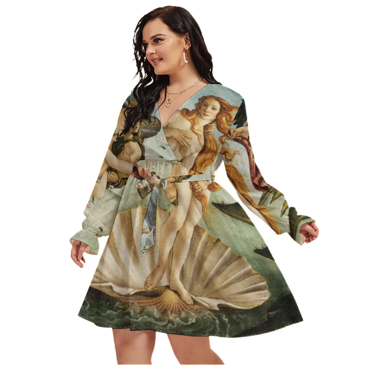 The Birth of Venus Sandro Botticelli Women's V-Neck Dress The Birth of Venus Sandro Botticelli Women's V-Neck Dress