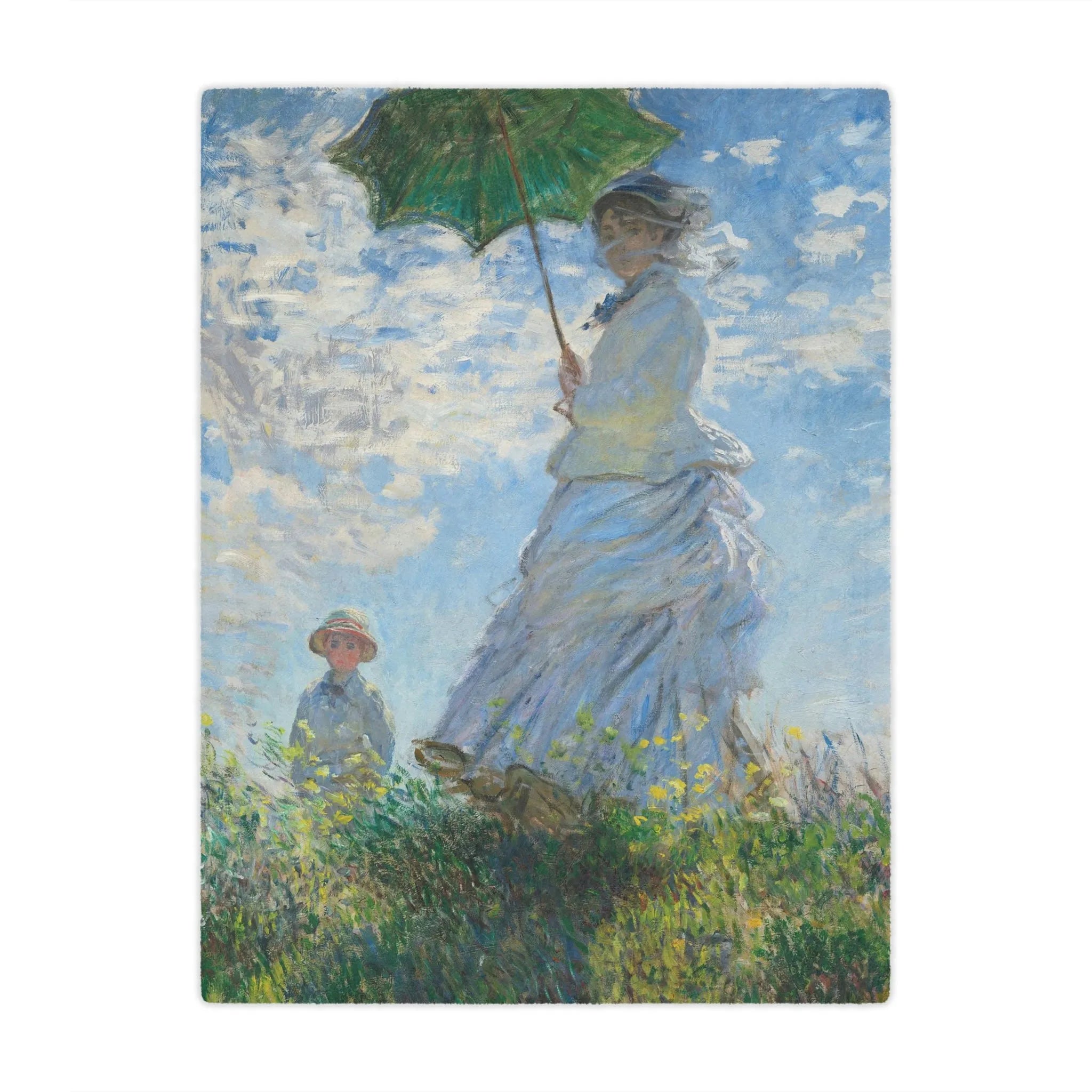 Woman with a Parasol Claude Monet Blanket - Sunlit Art Throw