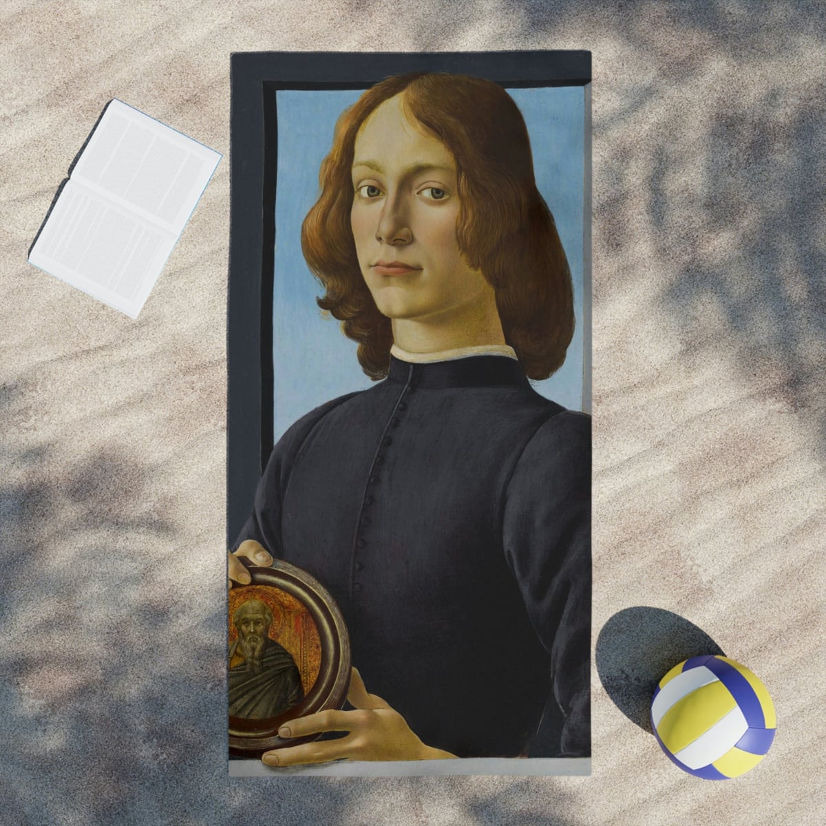 Portrait of a Young Man by Sandro Botticelli Beach Towels