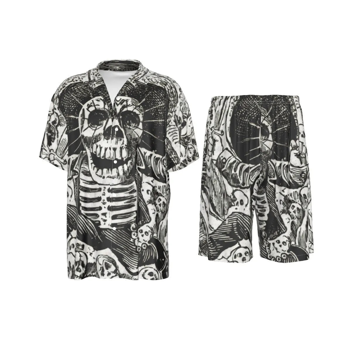 Set de costum de cămașă din mătase cu schelet mexican Jose Guadalupe