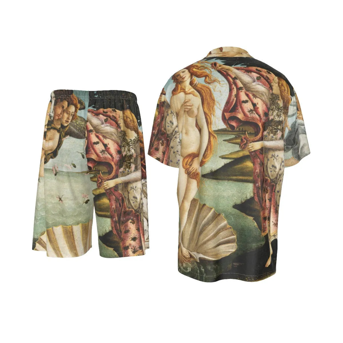 Fødslen af ​​Venus Sandro Botticelli Painting Silke Shirt Suit Sæt