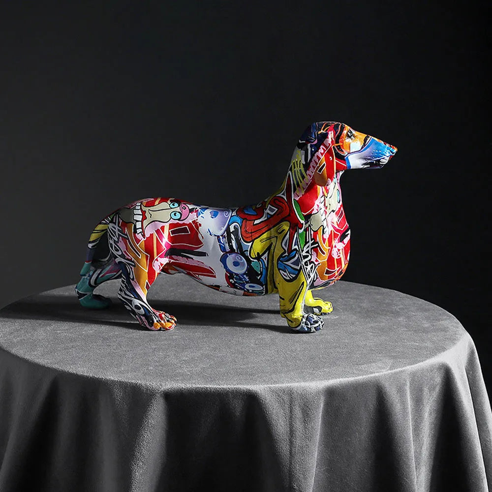 Dachshund Sculpture Graffiti Art Dog Statue