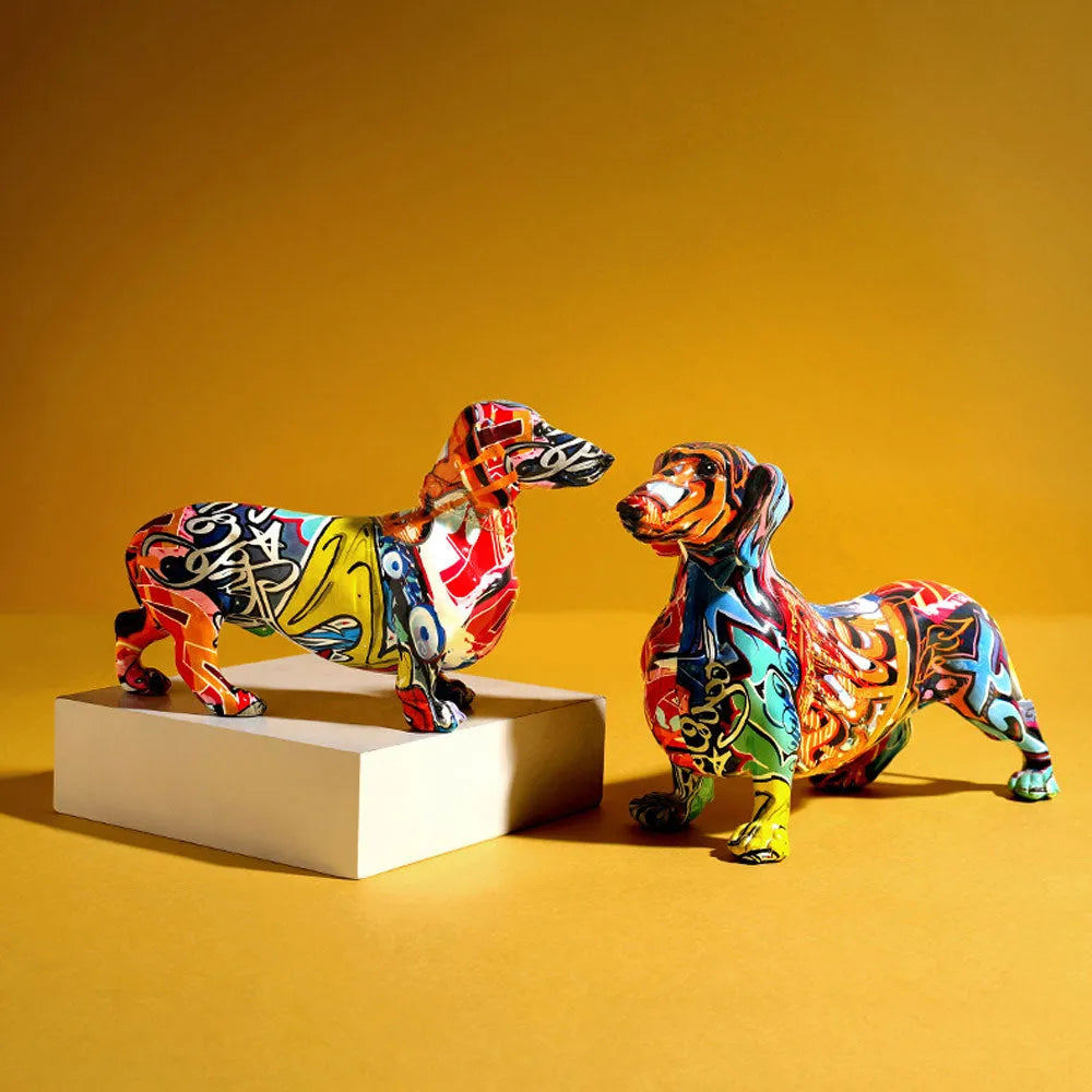 Dachshund Sculpture Graffiti Art Dog Statue