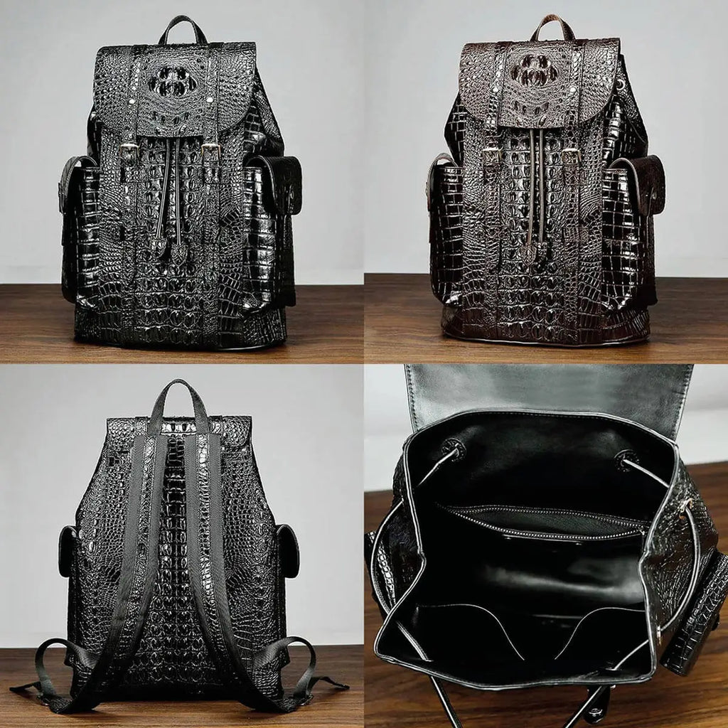 Exquisite Genuine Crocodile Leather Backpack - Luxury Handcrafted Bag