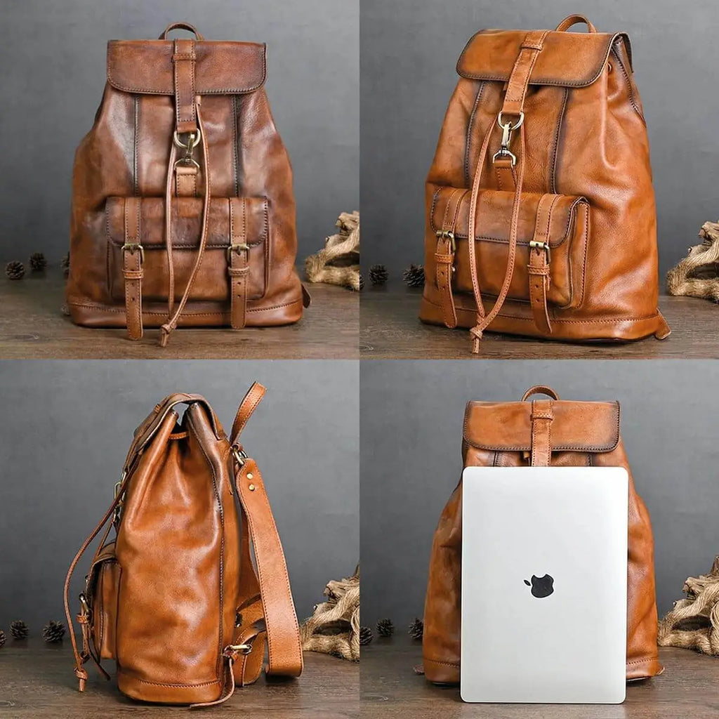 Handcrafted Genuine Leather Vintage Travel Backpack - Spacious & Luxurious | Free Shipping