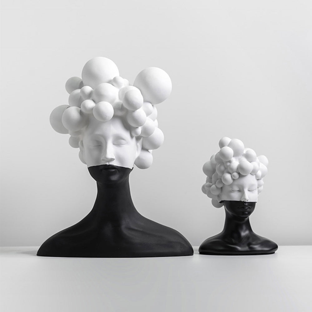 Sophisticated Decor Accent - Minimalist Female Head Sculpture in Black and White