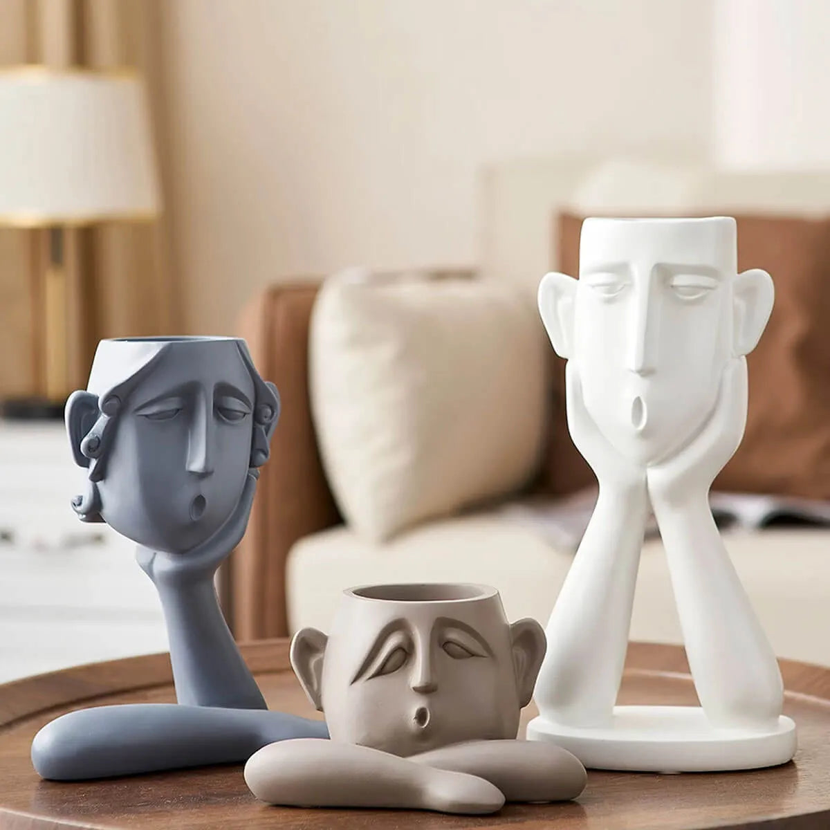 Decoration Vase Family Faces Portrait Head Sculpture