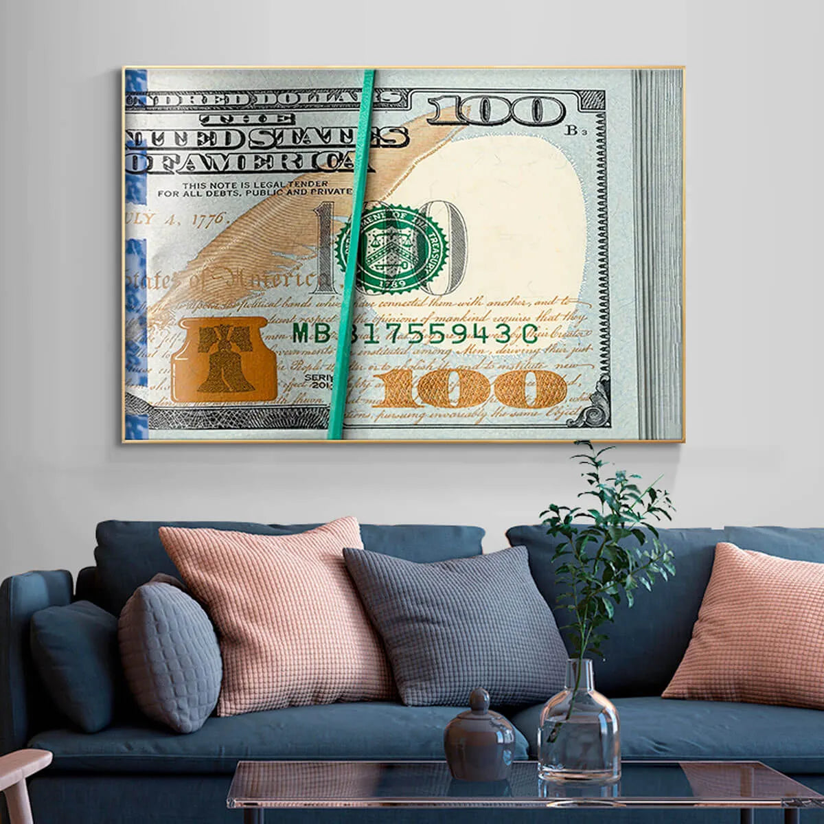 A Hundred Dollar Money Inspirational Art Canvas Painting Print Wall Art