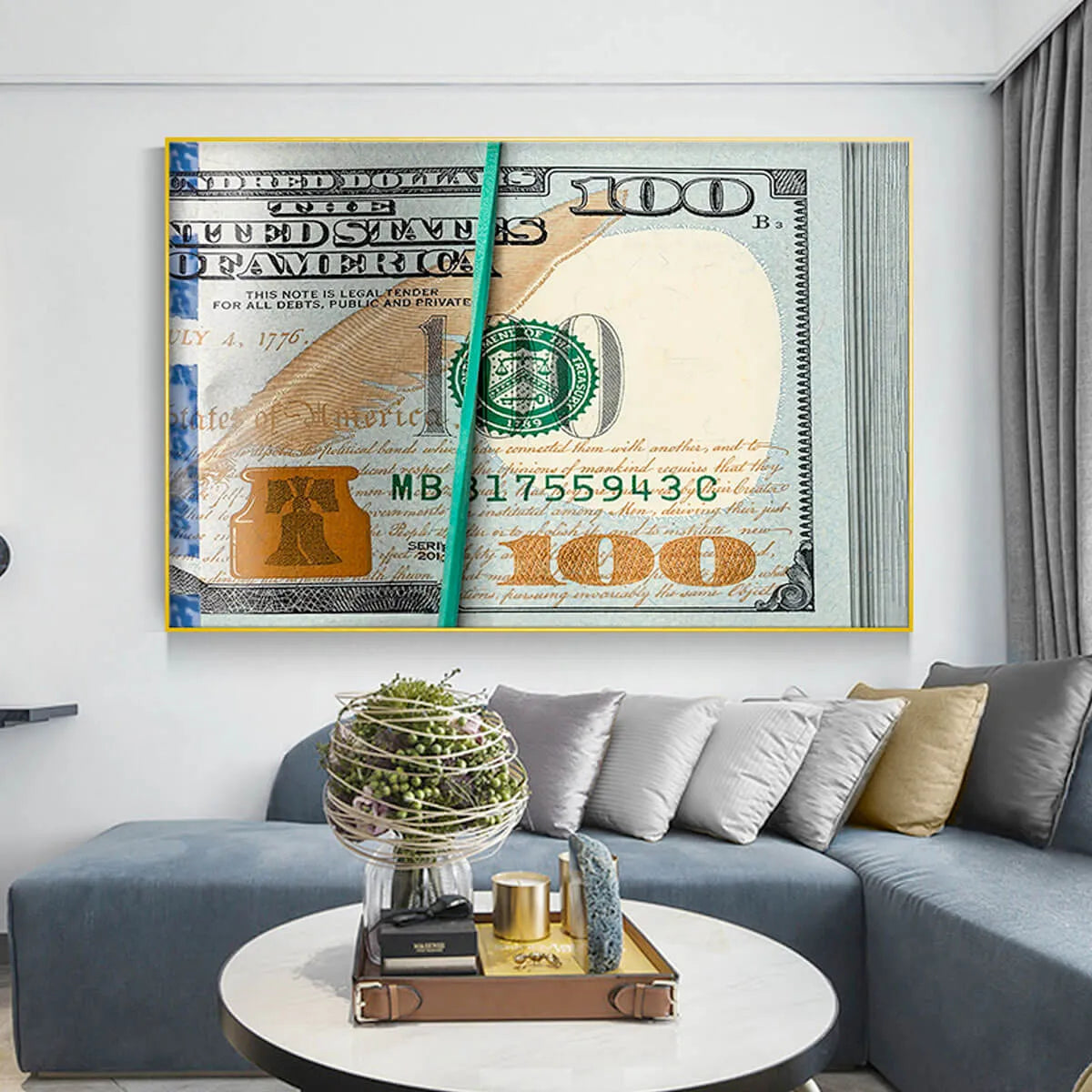 A Hundred Dollar Money Inspirational Art Canvas Painting Print Wall Art