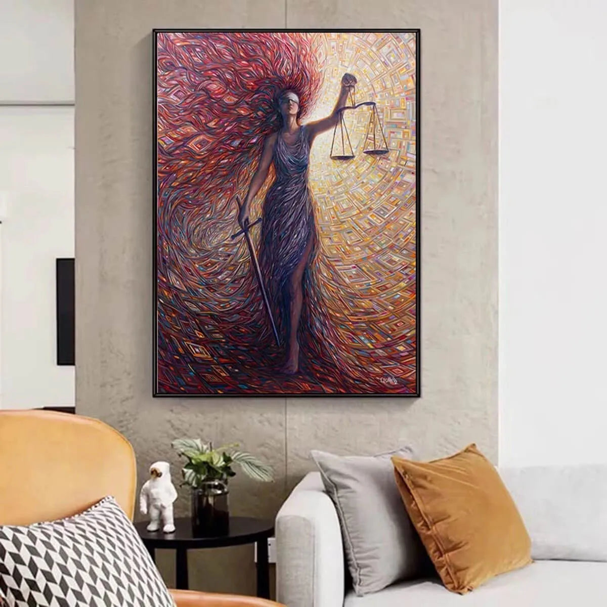 Abstract Canvas Painting Goddess of Justice Lawyer Print Wall Art