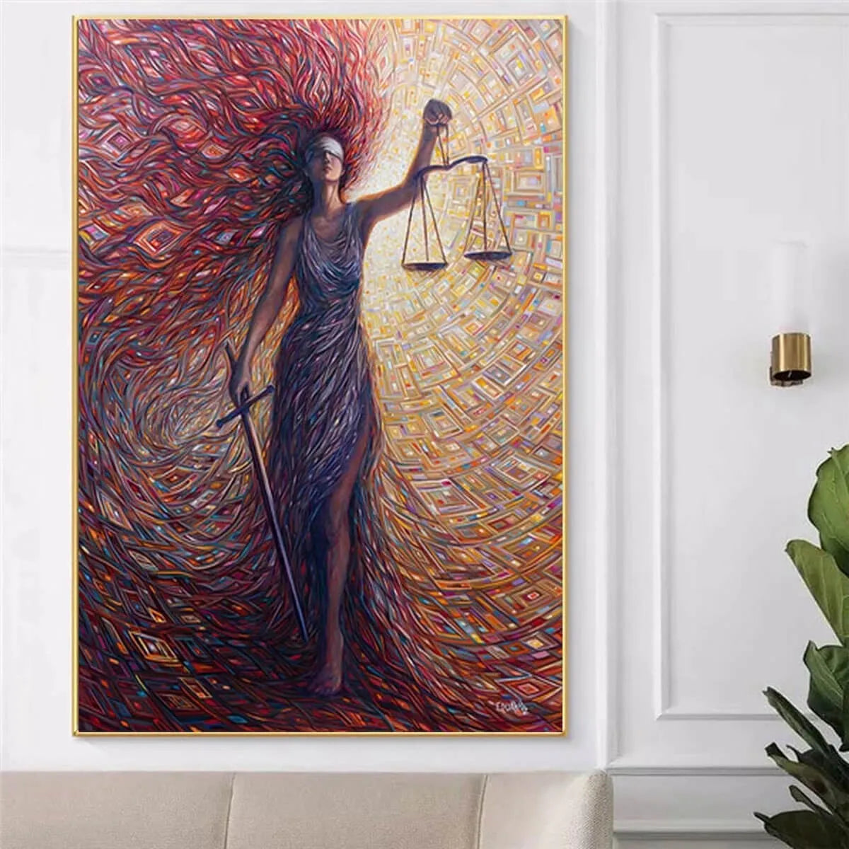 Abstract Canvas Painting Goddess of Justice Lawyer Print Wall Art