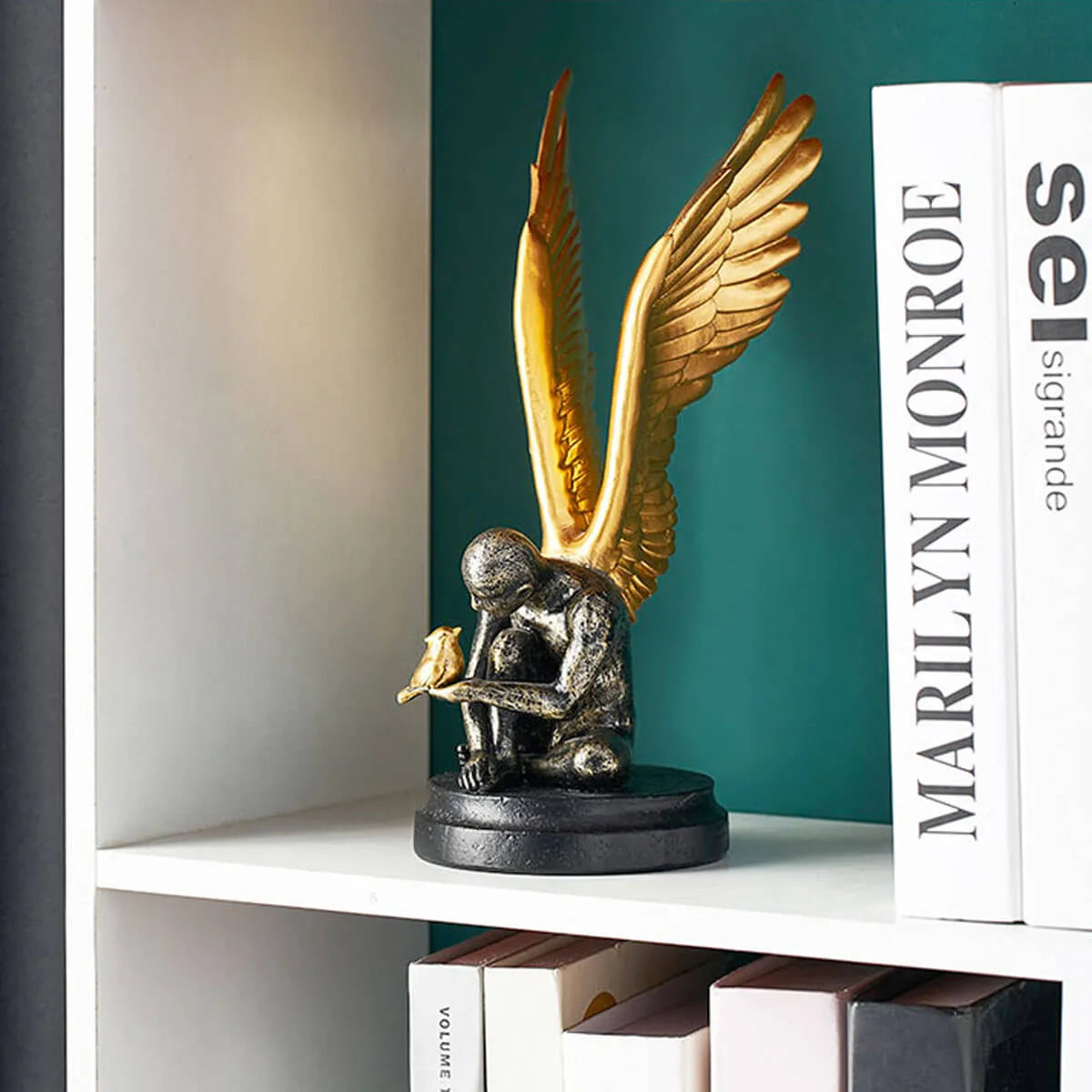 Angel with Golden Wings Statue Abstract Art Sculpture