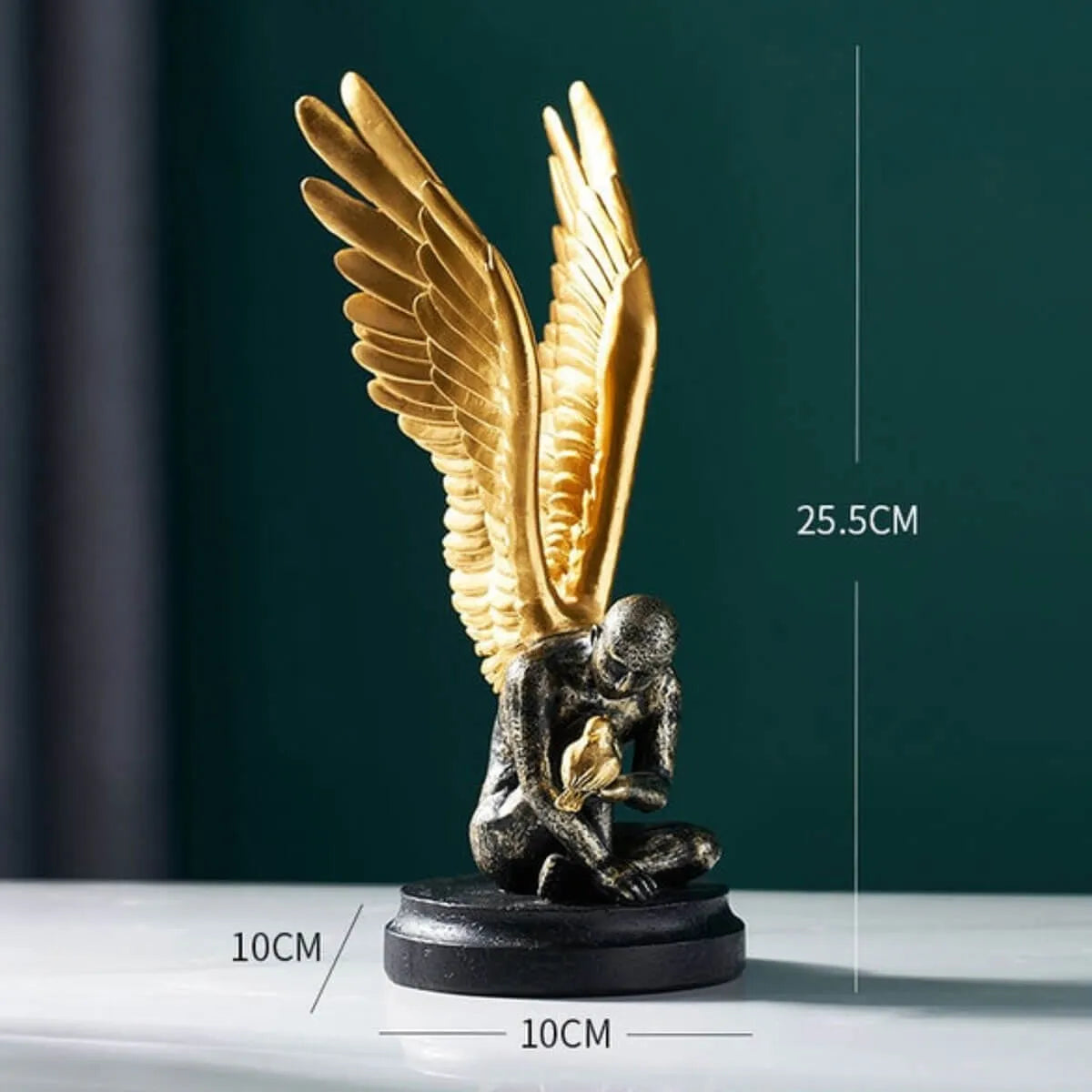 Angel with Golden Wings Statue Abstract Art Sculpture