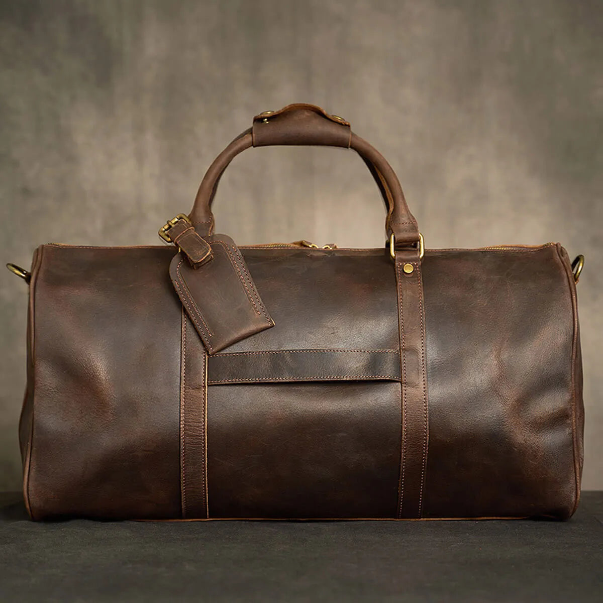 Authentic Leather Vintage Cowhide Travel Luggage Bag