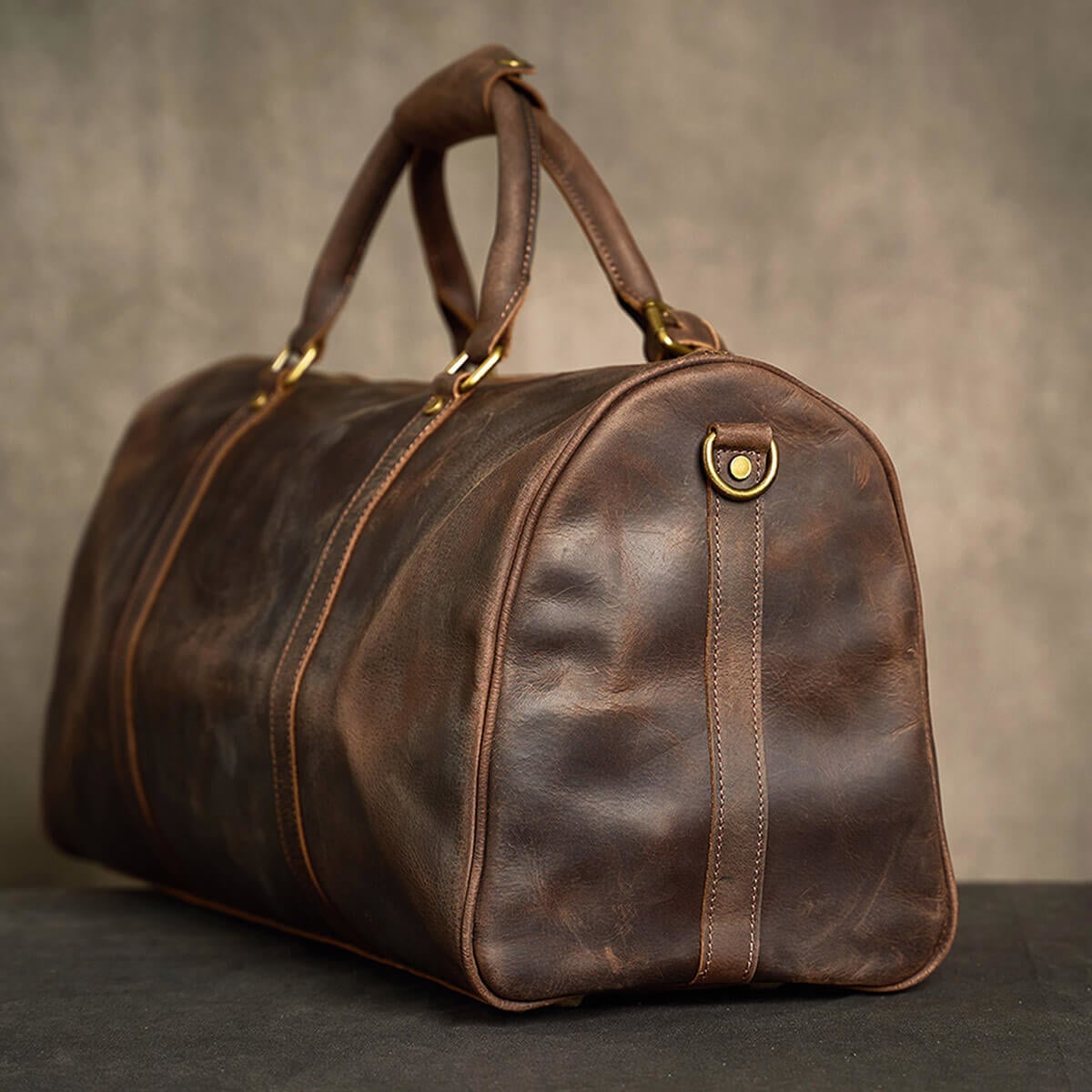 Authentic Leather Vintage Cowhide Travel Luggage Bag