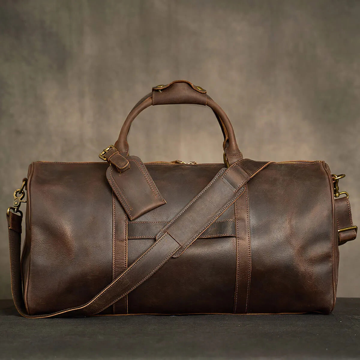 Authentic Leather Vintage Cowhide Travel Luggage Bag