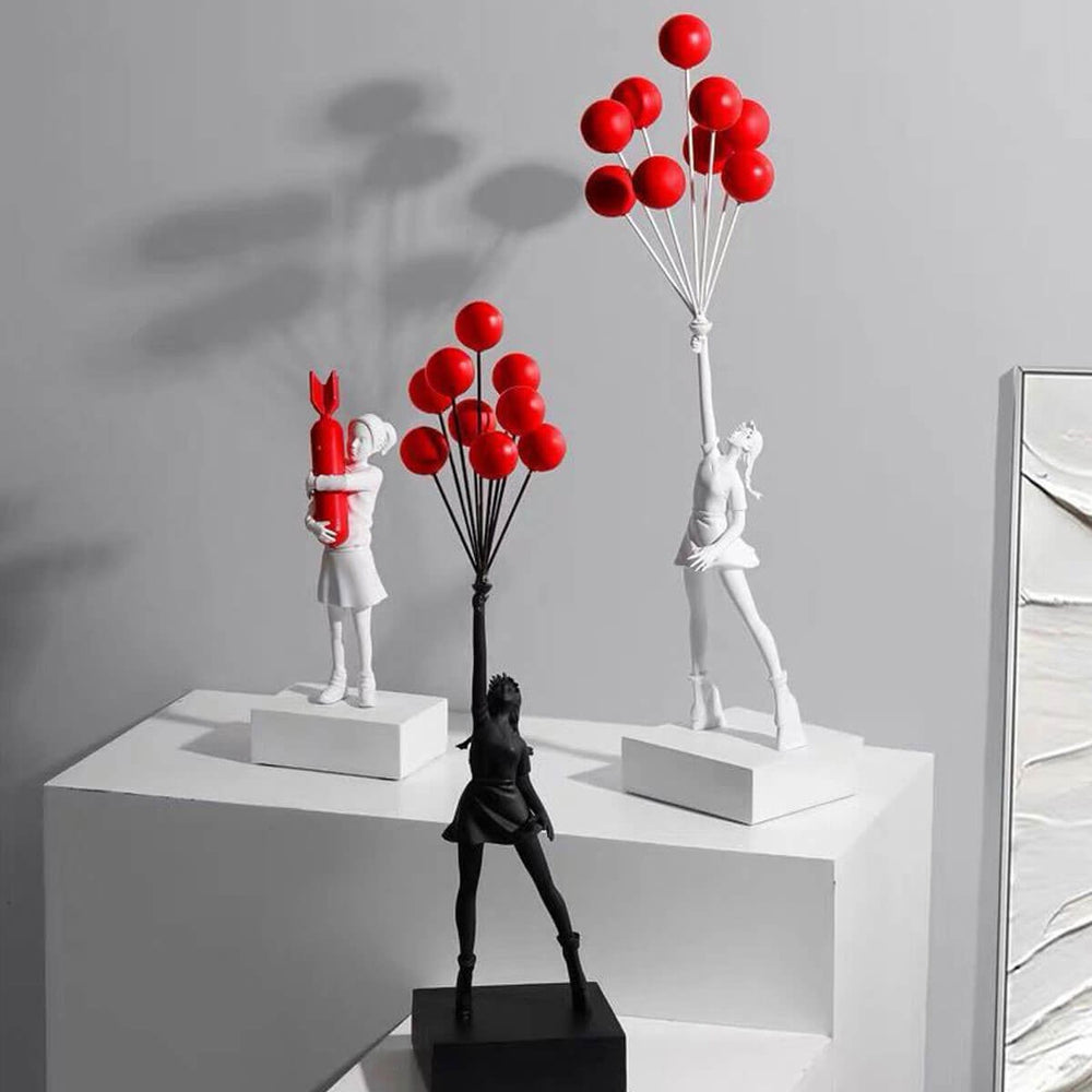 Banksy Flying Balloon Girl Sculpture Iconic Street Art Decor