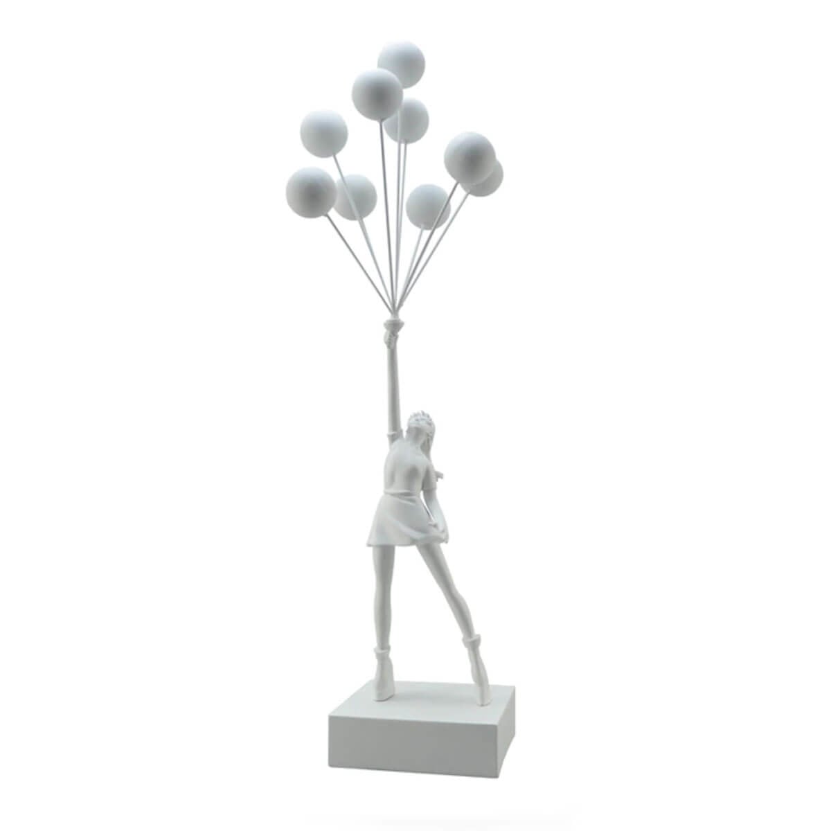 Flying Balloon Girl Banksy Sculpture - White