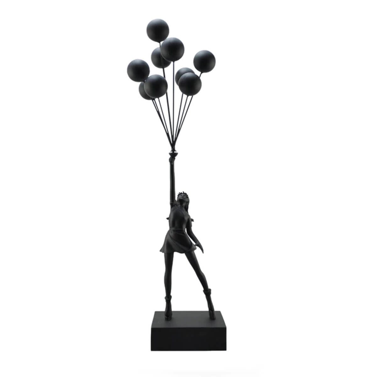 Flying Balloon Girl Banksy Sculpture - Black