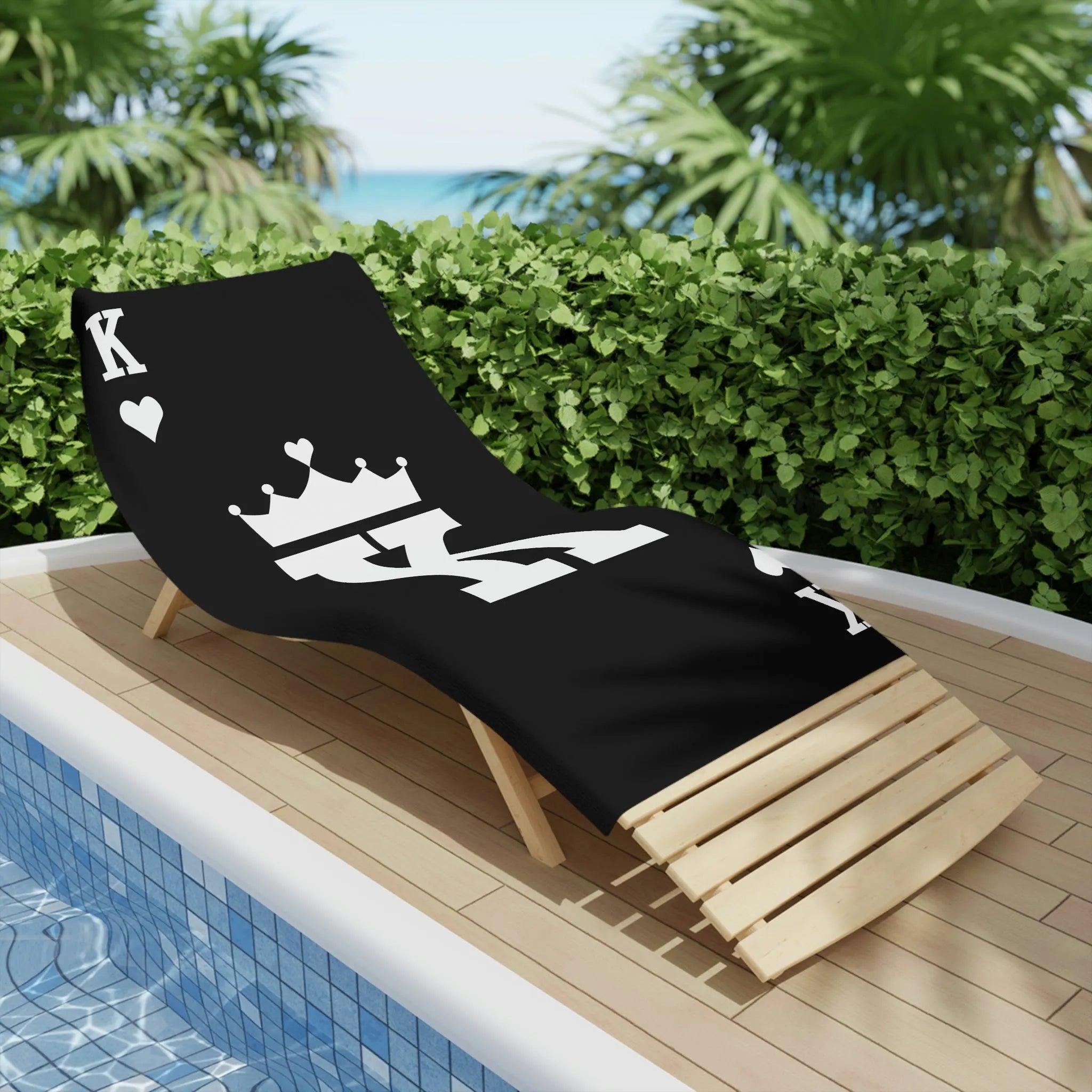 Black Poker Card King Beach Towels