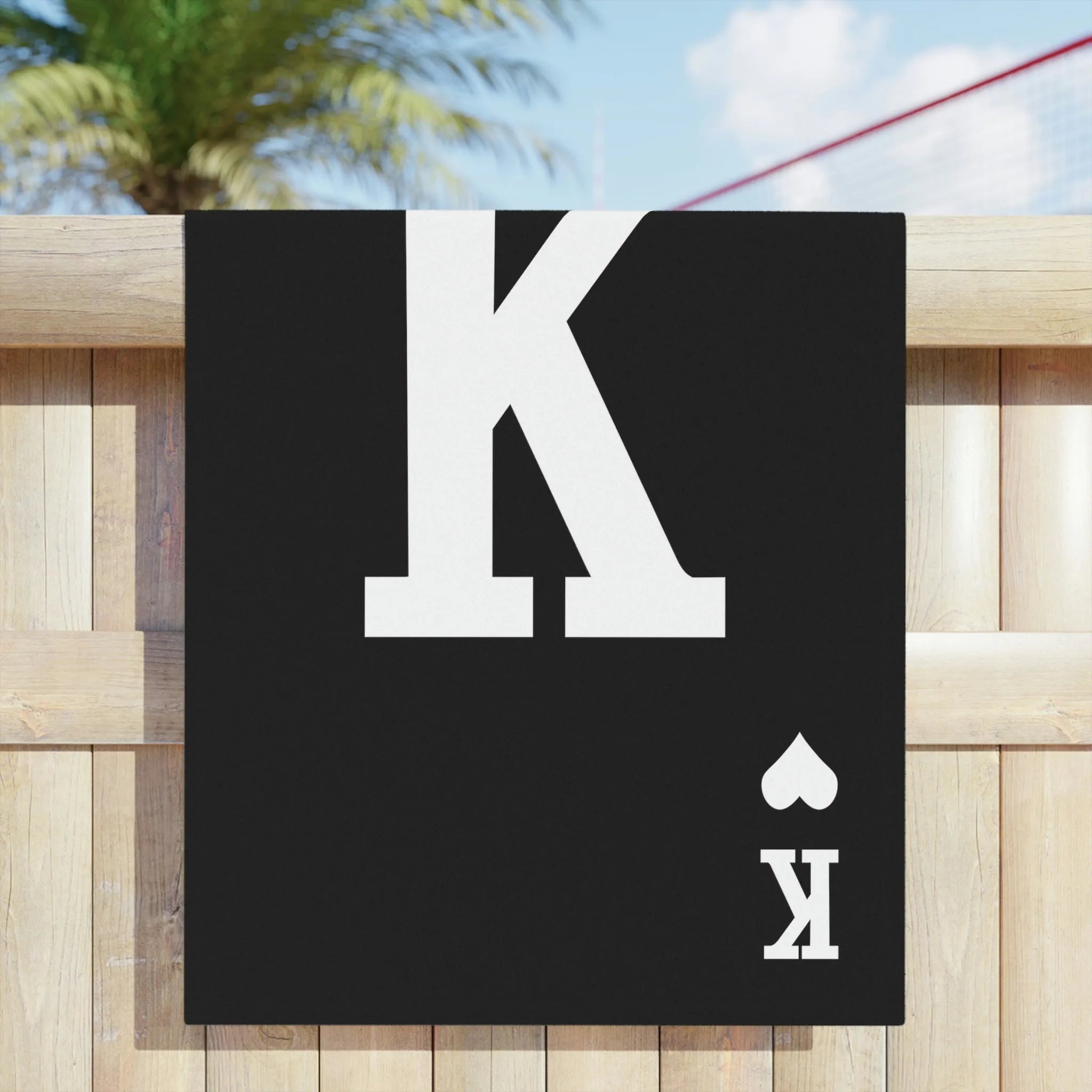 Black Poker Card King Beach Towels