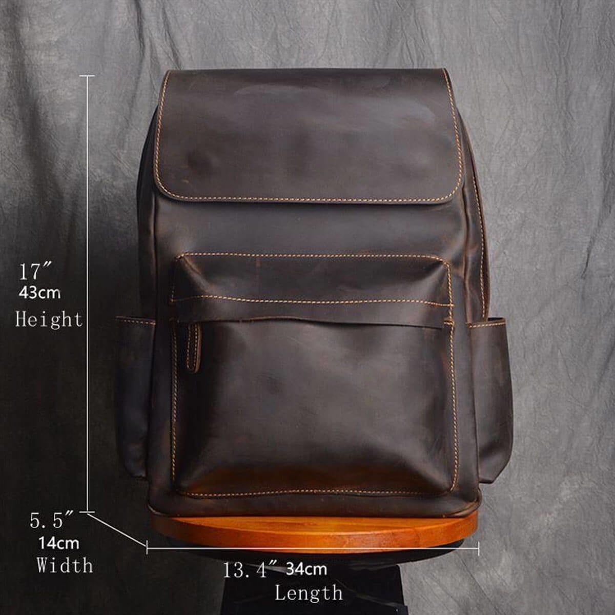 Handcrafted Dark Brown Leather Backpack with timeless vintage appeal