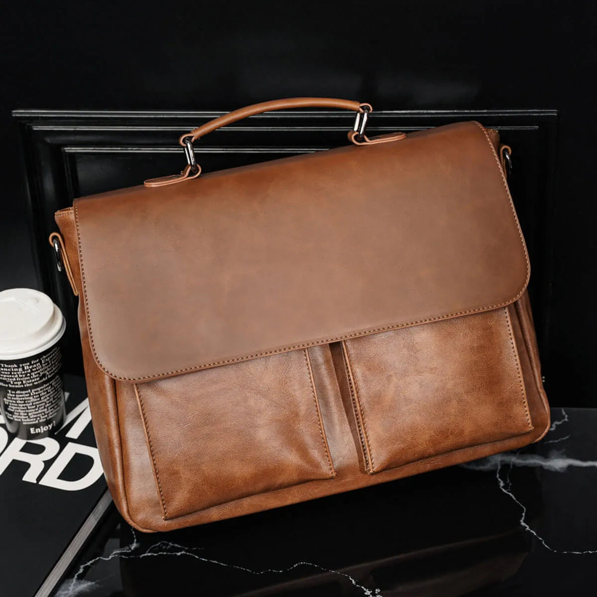 Brown Vintage Leather Business Laptop Messenger Bag