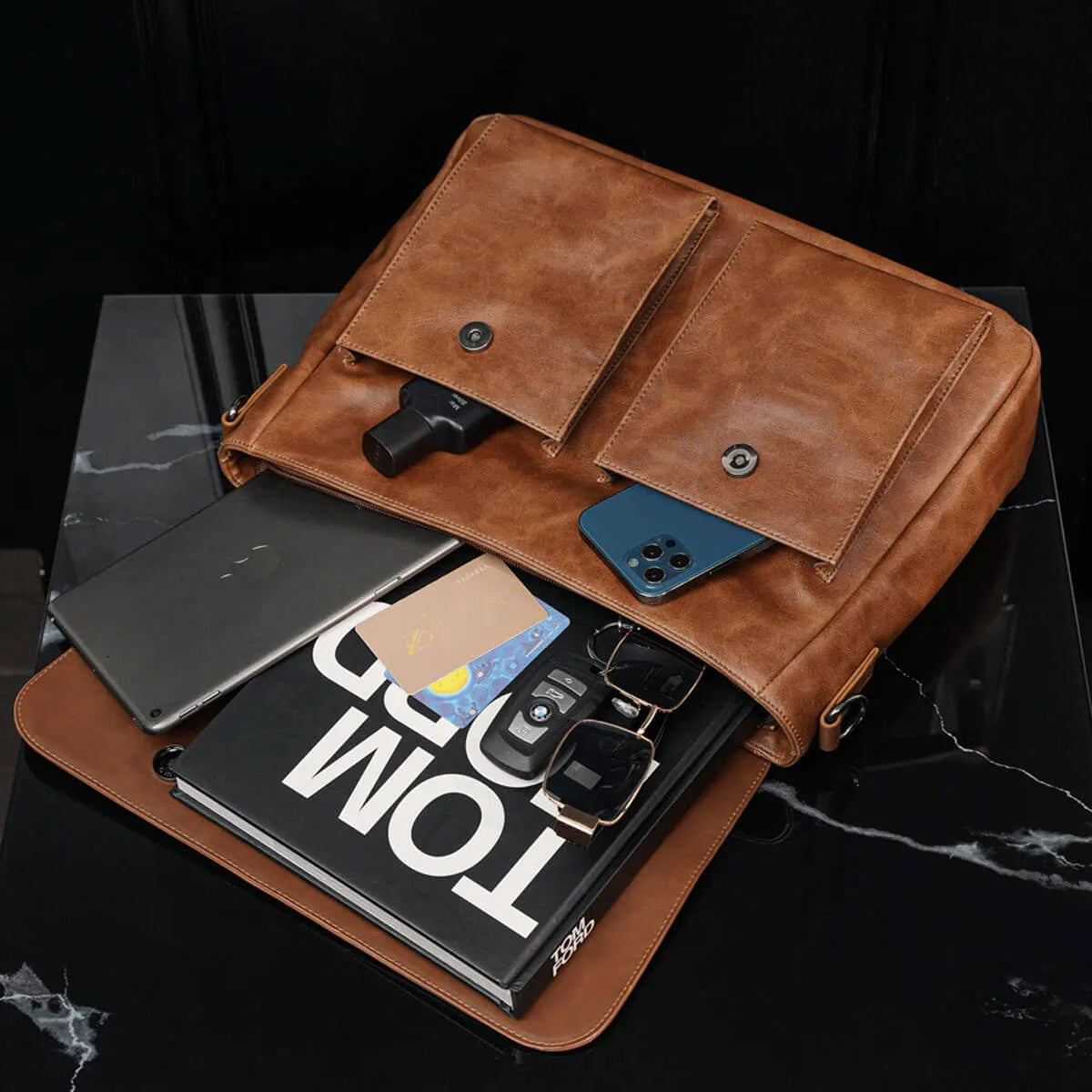 Brown Vintage Leather Business Laptop Messenger Bag