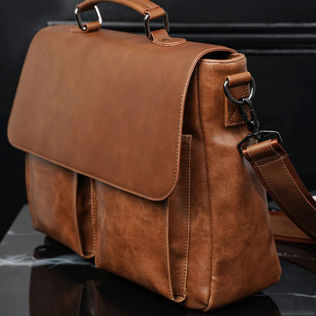 Brown Vintage Leather Business Laptop Messenger Bag