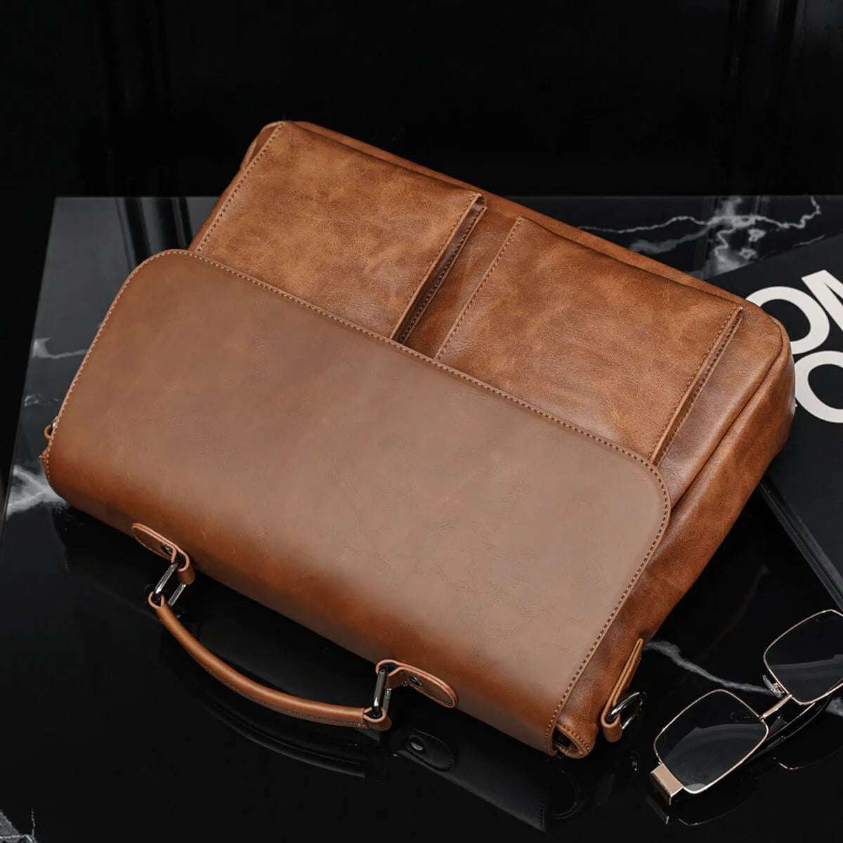 Brown Vintage Leather Business Laptop Messenger Bag