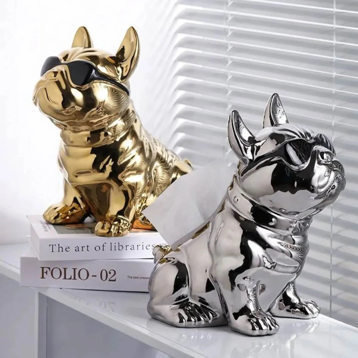 Bulldog Ceramic Tissue Box Storage Sculpture