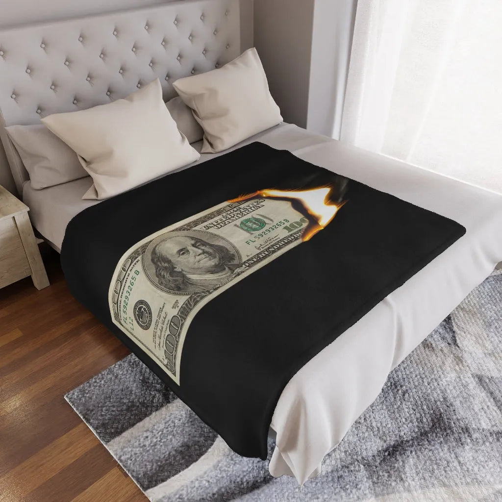 Burn Hundred Dollar Bill Fire Mo Money Gangster Minky Blanket