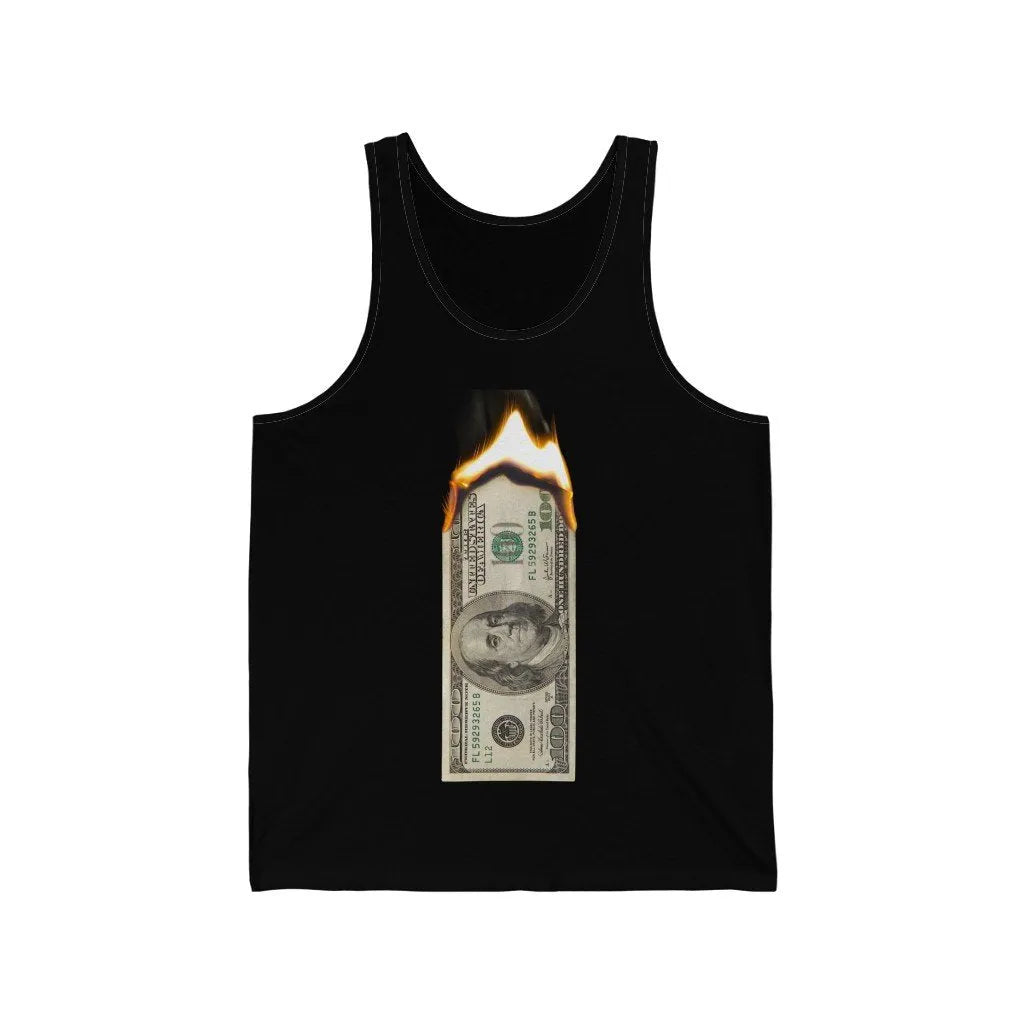 Burn Hundred Dollar Bill Fire Mo Money Gangster Tank Top