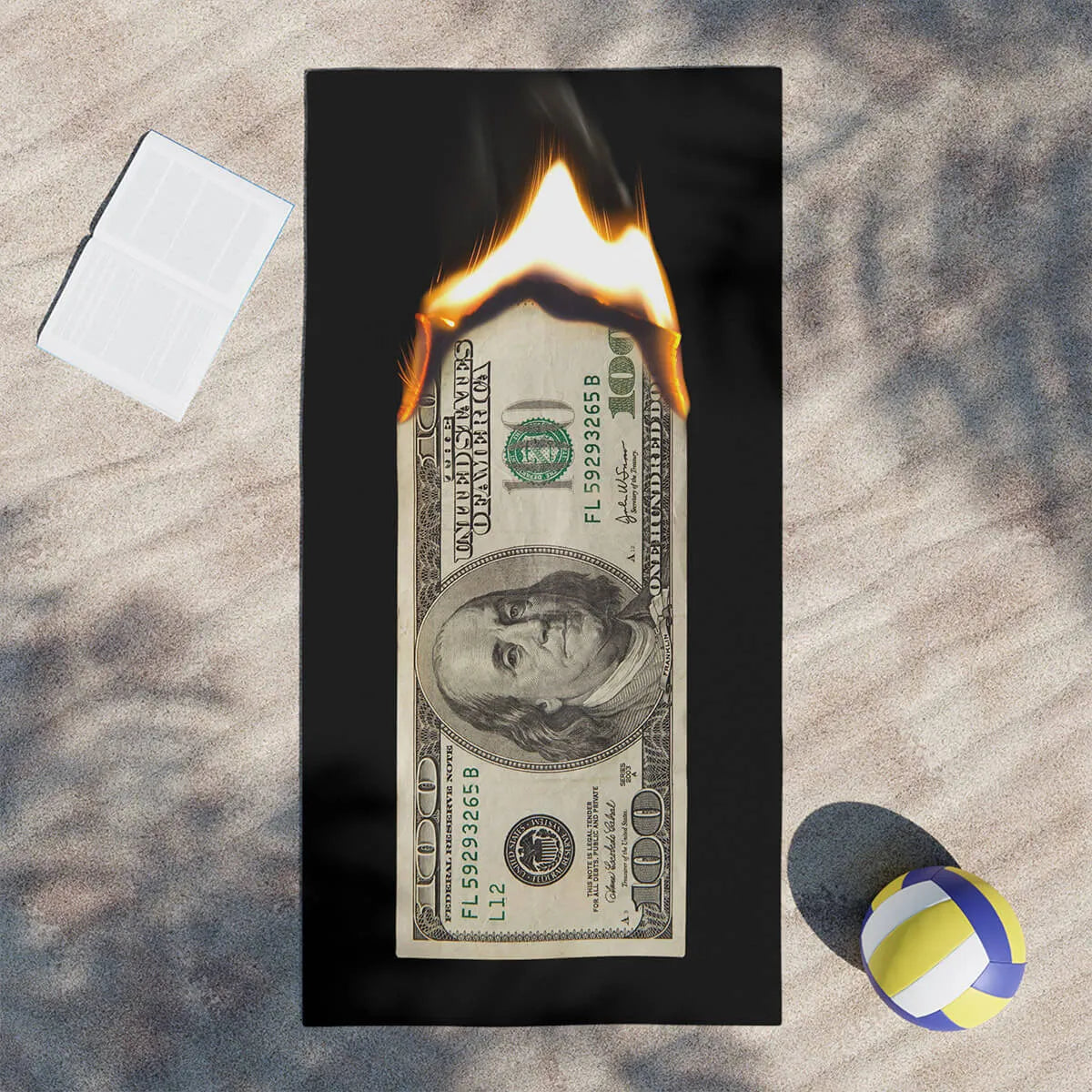 Burn Hundred Dollar Bill Money Beach Towel