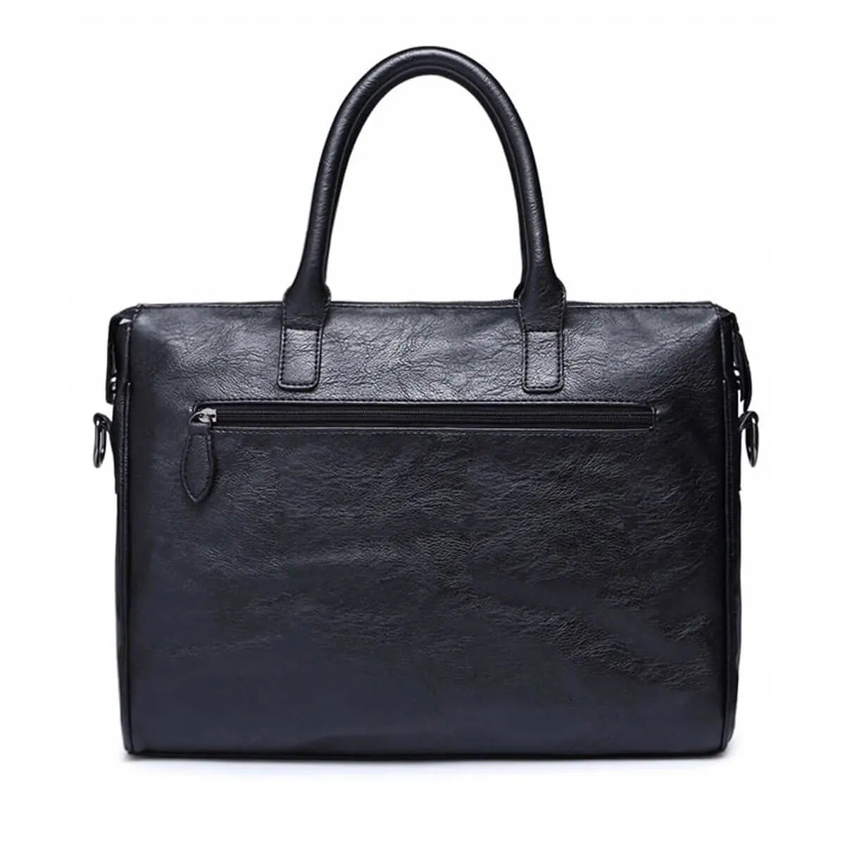 Business Messenger Bag Black Soft Leather Briefcase