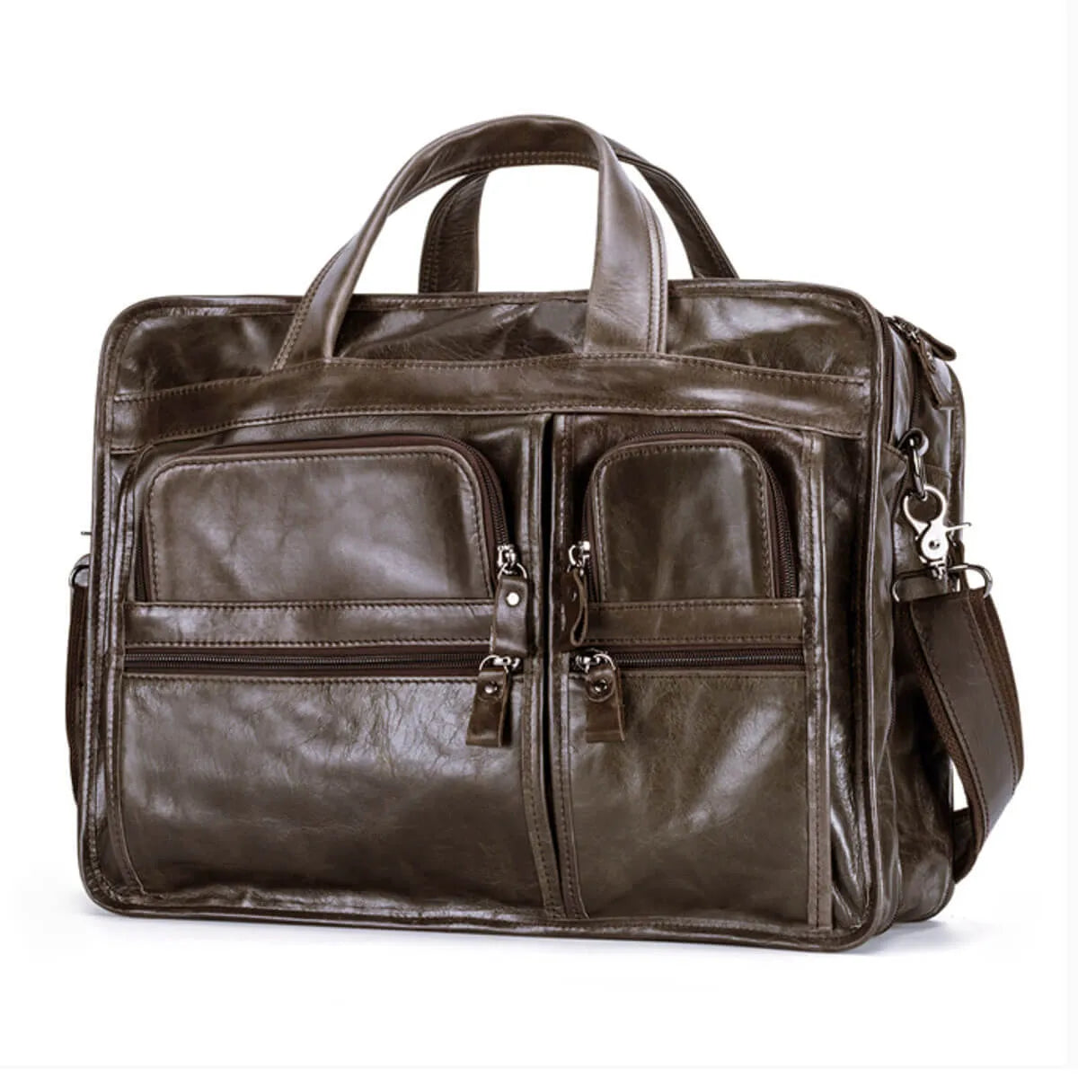 Business Messenger Bag Genuine Leather Large Capacity Briefcase