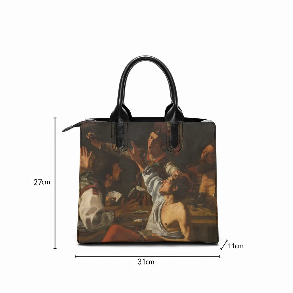 Card and Backgammon Players by Caravaggio Art Handbag