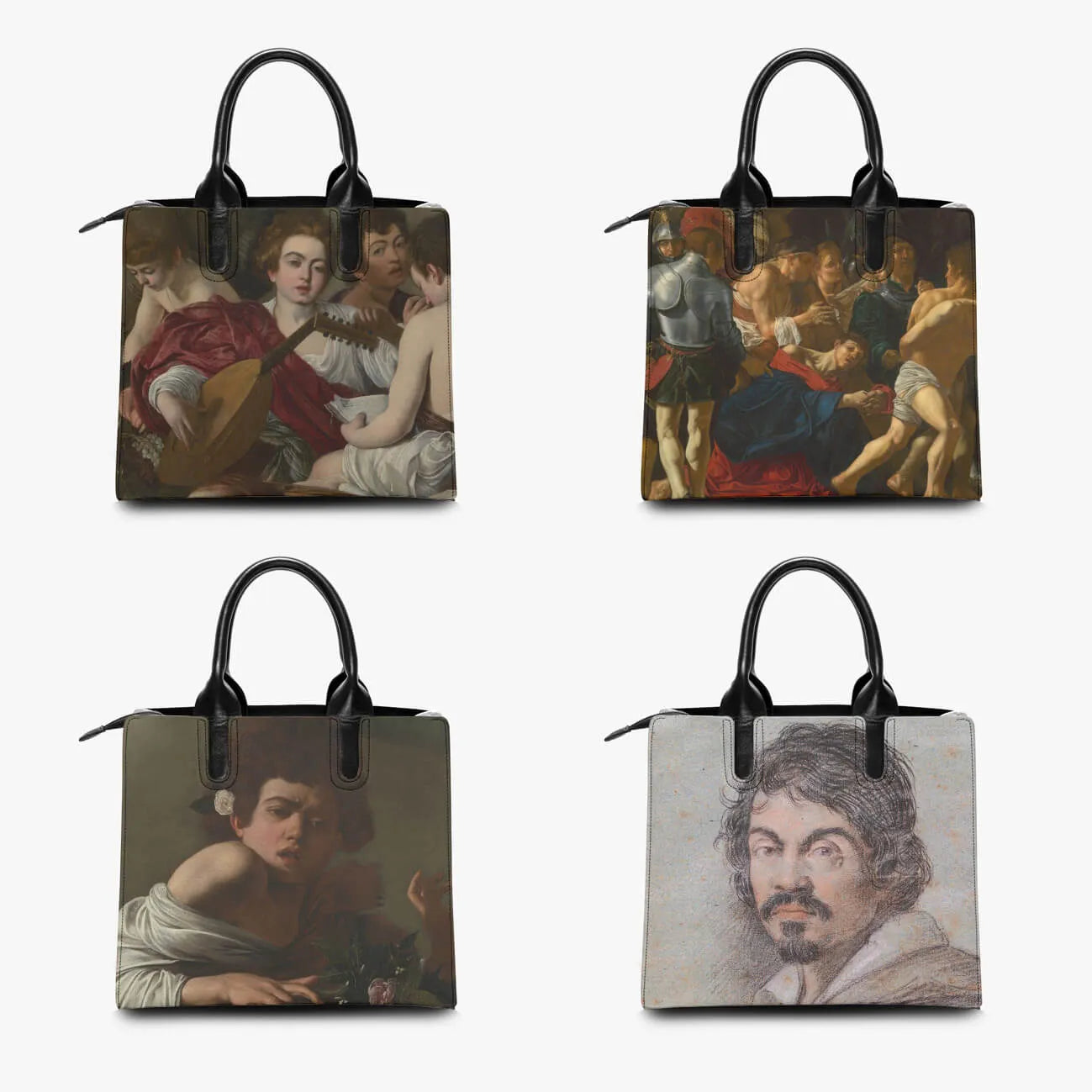 Card and Backgammon Players by Caravaggio Art Handbag