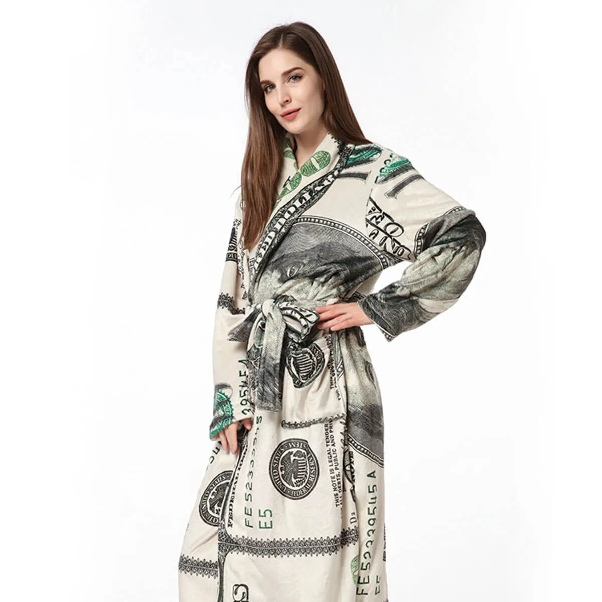 Cash Money 100 Dollar Bill Soft and Warm Fleece Robe