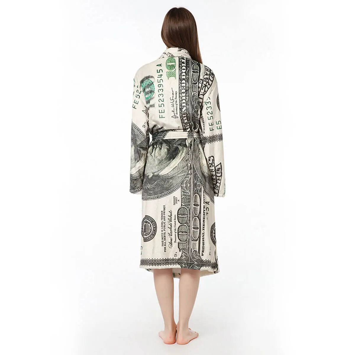 Cash Money 100 Dollar Bill Soft and Warm Fleece Robe